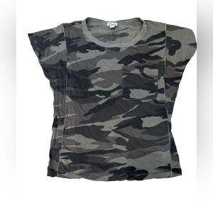 Splendid Camo Butterfly Sleeve Crewneck Tee t-shirt size M